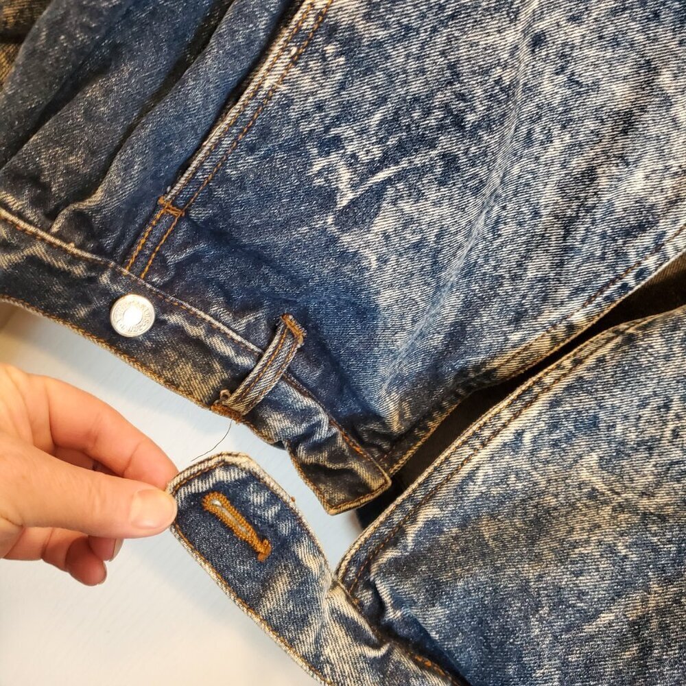 🔥Jordache Iconic 80s Acid Wash Denim Jacket | Wide Collar Cropped Oversized L🔥 - Picture 7 of 14